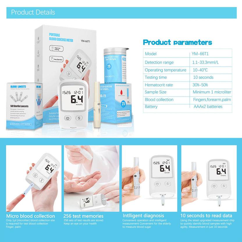 OFF 50%🔥Blood Glucose Meter Diabetes Test Kit