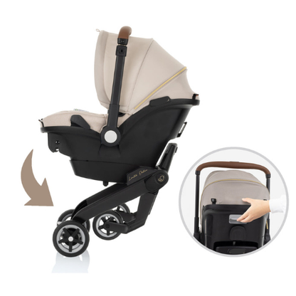 Limited Edition Shyft Dualride Infant Car Seat Stroller Combo with Green & Gentle Fabric